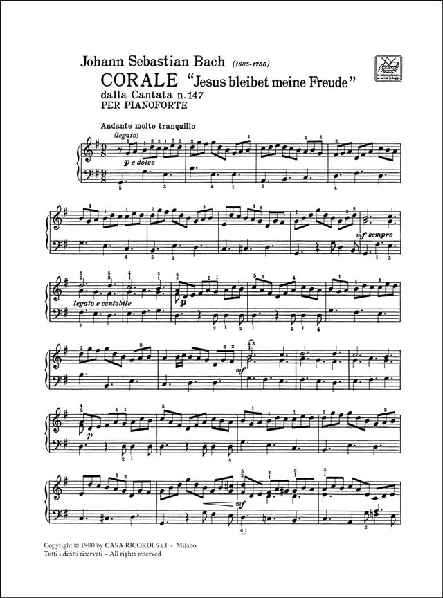 Corale Dalla Cantata N. 147 - Per Pianoforte - pro klavír